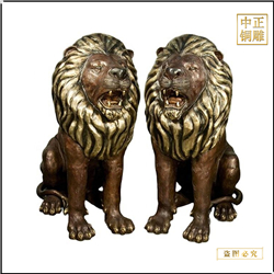 鑄銅關(guān)公 一對(duì)銅獅子圖片