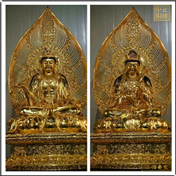 鑄銅關(guān)公 觀(guān)音菩薩帶背光神像